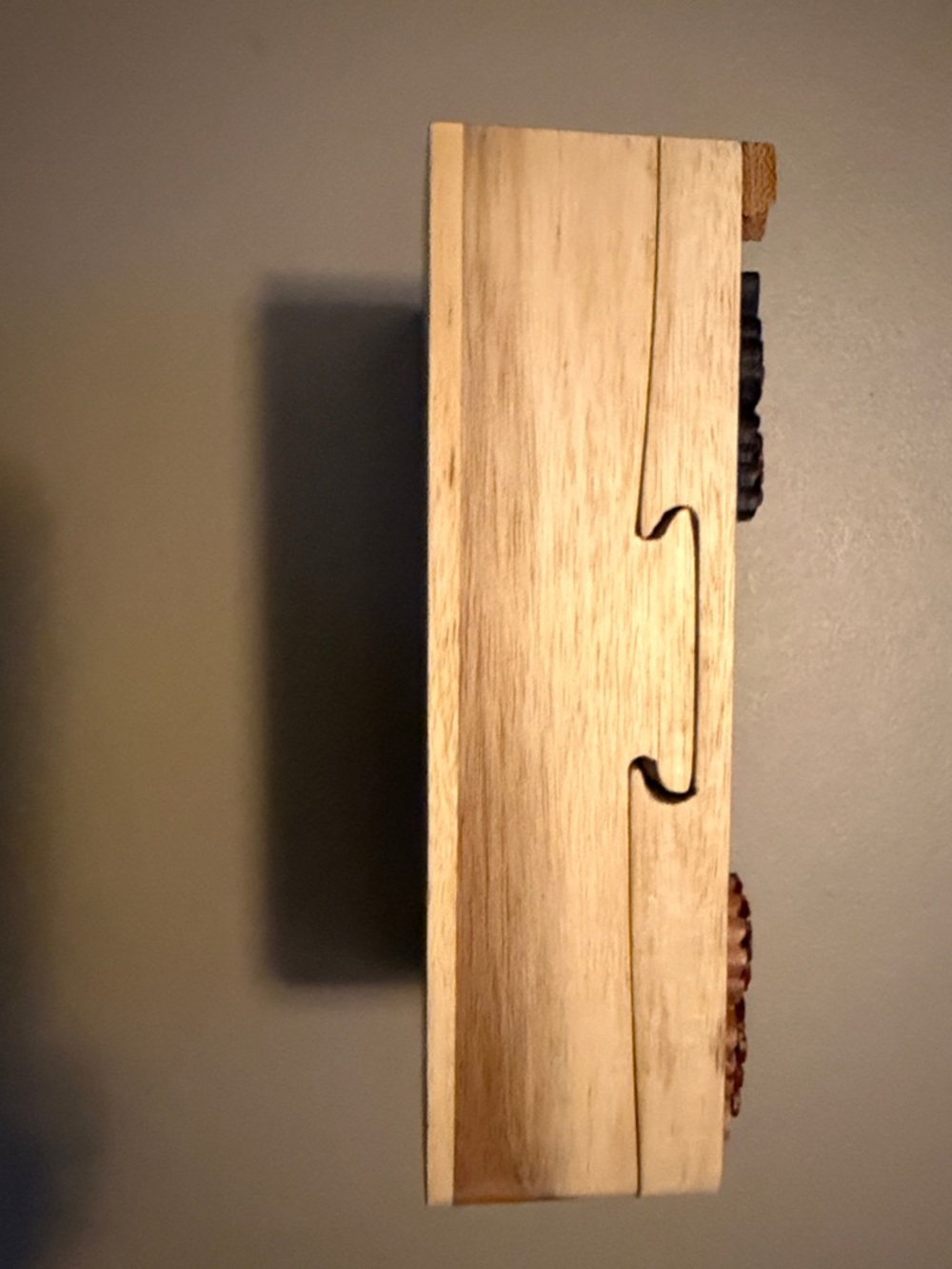 Handcrafted Wooden Butterfly Wall Storage Box - Natural & Brown - Picture 3 of 10